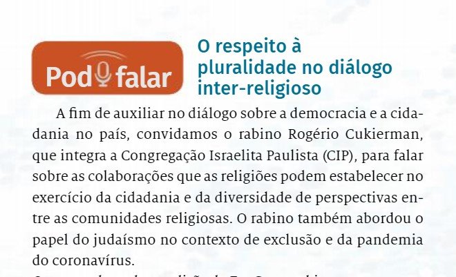 Rabino Rogério fala sobre respeito à pluralidade no diálogo inter-religioso em podcast dos Jesuítas do Brasil